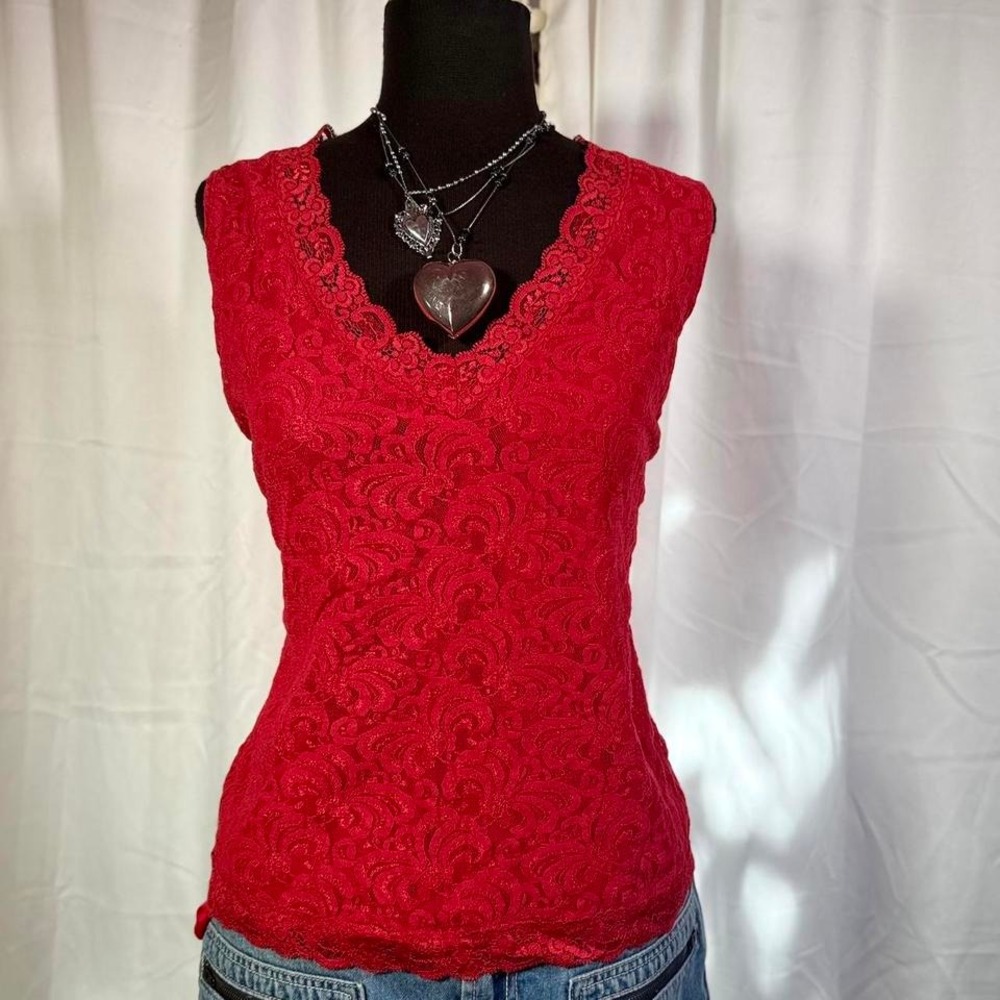 Covington Red Lace‎ Sleeveless Top – Women's XL